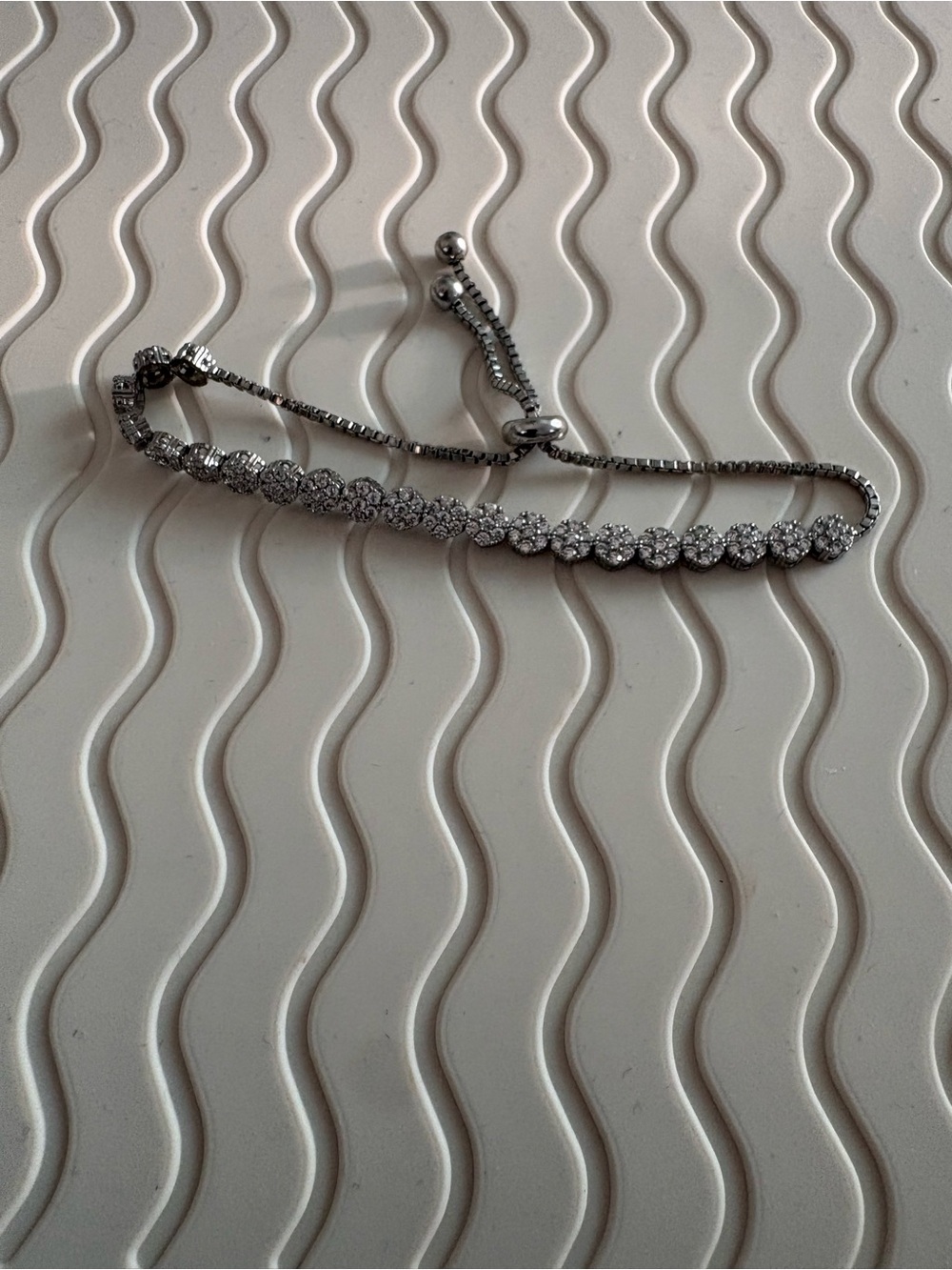 Silver Tone Crystal Tennis Bracelet